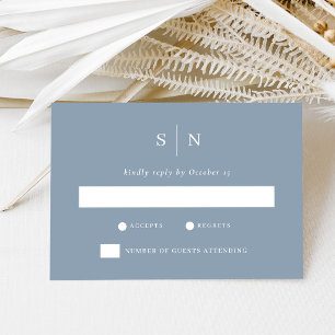 Cartons Réponse Minimaliste et Chic Bleu Poussiéreux Mariage