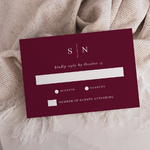 Cartons Réponse Minimaliste et Chic Bourgogne Mariage