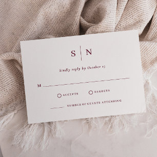 Cartons Réponse Minimaliste et Chic Mariage Blanc et Bourgogne