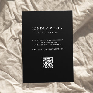 Cartons Réponse Minimaliste moderne noir et blanc QR Code Mariage