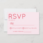 Cartons Réponse minimaliste moderne rose et Mariage rouge (Devant)