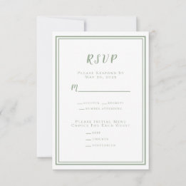 Cartons Réponse Minimaliste moderne Sage Vert Mariage blanc classi