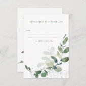 Cartons Réponse Minimaliste Rustique Mariage d'eucalyptus (Devant / Derrière)