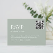 Cartons Réponse Minimaliste Sage Vert Mariage moderne (Debout devant)