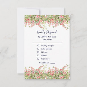 Cartons Réponse Minimaliste Simple Joli mariage floral à la vigne 