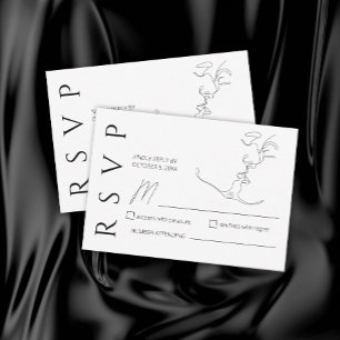 Cartons Réponse Minimaliste une ligne Art baiser Couple Mariage