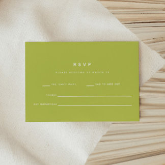 Cartons Réponse Minimalistic Bright Lime Green Wedding