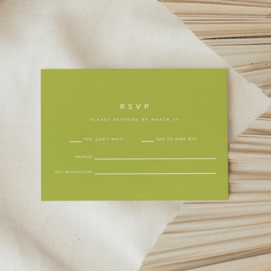 Cartons Réponse Minimalistic Bright Lime Green Wedding