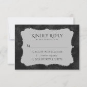 Cartons Réponse Minuit Onyx Romance | Black Satiny Grunge Damask (Devant)