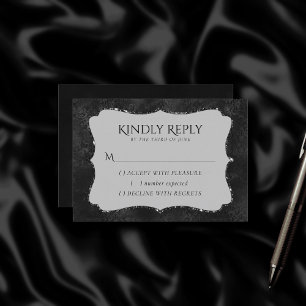 Cartons Réponse Minuit Onyx Romance   Black Satiny Grunge Damask