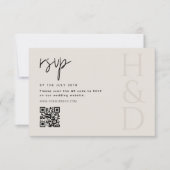 Cartons Réponse Modern Black and Ivory Monogram Minimalist Wedding (Devant)