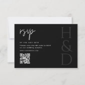 Cartons Réponse Modern Black and White Monogram Minimalist Wedding (Devant)