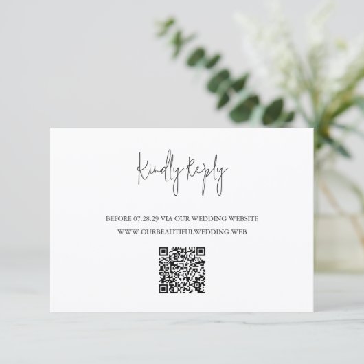 Cartons Réponse Modern Black and White QR Code Chic Wedding (Debout devant)