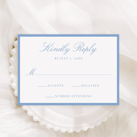 Cartons Réponse Modern Blue Border Wedding