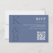 Cartons Réponse Modern Blue Monogram Minimalist Wedding (Devant)