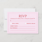 Cartons Réponse Modern blush pink and red minimalist wedding (Devant)