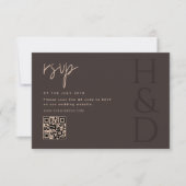 Cartons Réponse Modern Brown Monogram Minimalist Wedding (Devant)