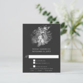 Cartons Réponse Modern Brushstroke Photo Wedding | Soft Black (Debout devant)