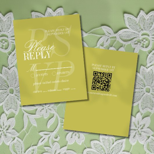 Cartons Réponse Modern Chartreuse Script Formal Wedding 