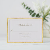 Cartons Réponse Modern Classic Elevated Ivory Gold Formal Wedding (Debout devant)