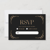 Cartons Réponse Modern Deco | Elegant Black and Gold Wedding (Devant)