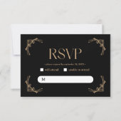 Cartons Réponse Modern Deco | Elegant Black and Gold Wedding (Devant)