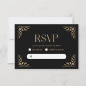 Cartons Réponse Modern Deco | Elegant Black and Gold Wedding (Devant)