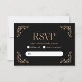 Cartons Réponse Modern Deco | Elegant Black and Gold Wedding (Devant)