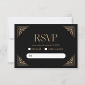 Cartons Réponse Modern Deco | Elegant Black and Gold Wedding (Devant)