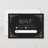 Cartons Réponse Modern Deco | Elegant Black and Gold Wedding (Devant)