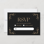 Cartons Réponse Modern Deco | Elegant Black and Gold Wedding (Devant)