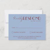 Cartons Réponse Modern Deep Red Blue Classy Fancy Wedding (Devant)