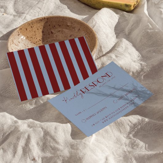 Cartons Réponse Modern Deep Red Blue Classy Fancy Wedding