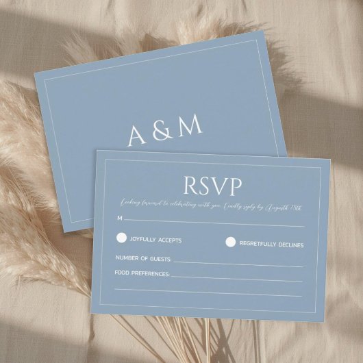 Cartons Réponse Modern dusty blue minimalist wedding