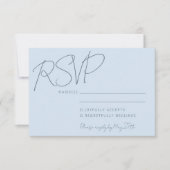 Cartons Réponse Modern Elegant Handwriting Soft Blue Wedding  (Devant)