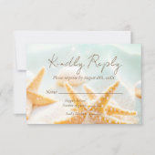 Cartons Réponse Modern Elegant Starfish Shells Ocean Beach Wedding (Devant)