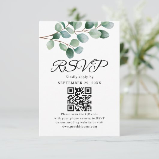 Cartons Réponse Modern Eucalyptus Greenery Wedding (Debout devant)