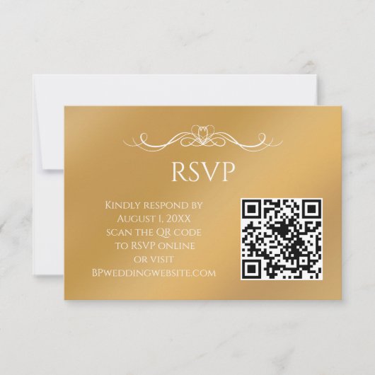 Cartons Réponse Modern Gold Gradient Custom QR Code Wedding (Devant)