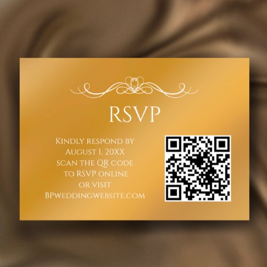 Cartons Réponse Modern Gold Gradient Custom QR Code Wedding