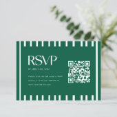 Cartons Réponse Modern Green Striped Graduation Party QR Code (Debout devant)