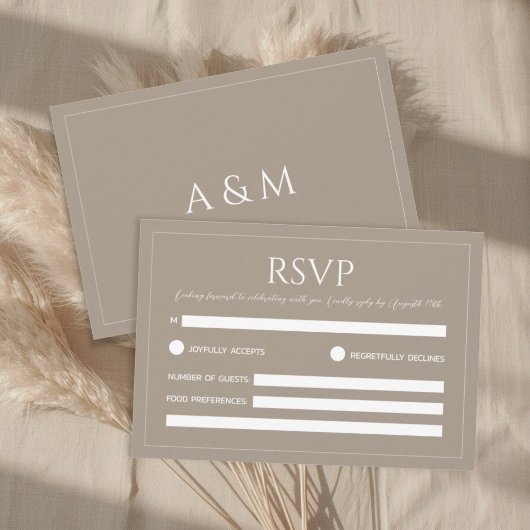 Cartons Réponse Modern light brown minimalist wedding