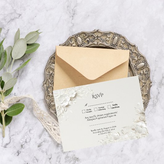 Cartons Réponse Modern Luxury Elegant Floral Wedding