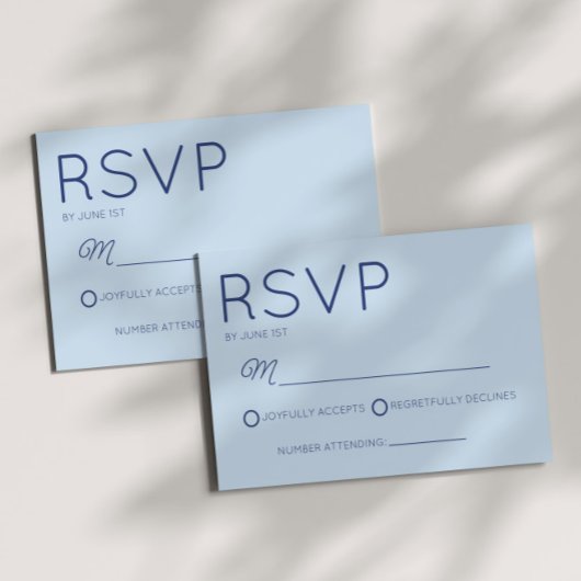 Cartons Réponse Modern Minimal Minimalist Blue Wedding