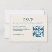 Cartons Réponse Modern minimalist beige blue QR code wedding  (Devant)