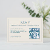 Cartons Réponse Modern minimalist beige blue QR code wedding  (Debout devant)