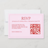 Cartons Réponse Modern minimalist blush pink red QR code wedding  (Devant)