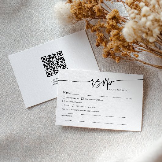 Cartons Réponse Modern Minimalist Classic QR code Boho Wedding