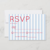 Cartons Réponse Modern Minimalist Coastal Red Blue Stripes Wedding (Devant)