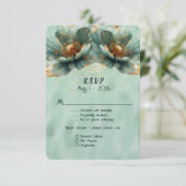 Cartons Réponse Modern Minimalist Emerald and Gold Wedding (Debout devant)