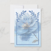 Cartons Réponse Modern Minimalist Gold and Blue Wedding (Devant)